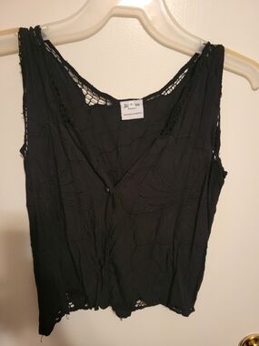 Black Crochet Detail Crop Top